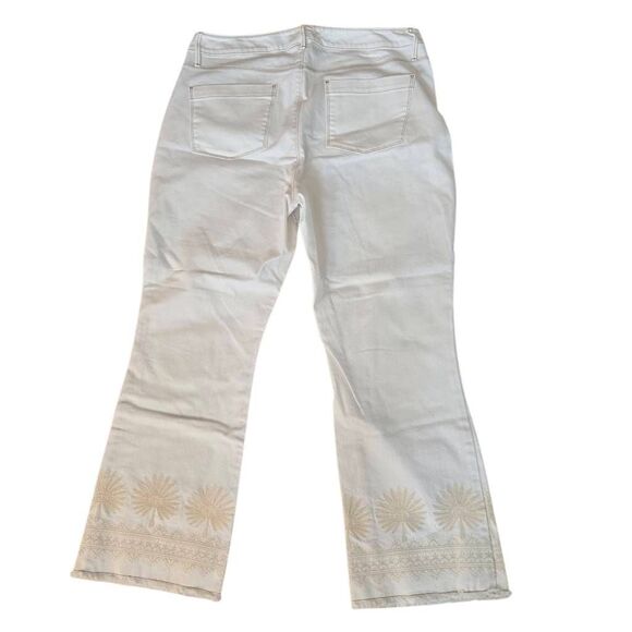 Spartina 449 Womens Ellington Embroidered Frayed Kick Flare Jeans Pearl White 14 - Picture 3 of 12